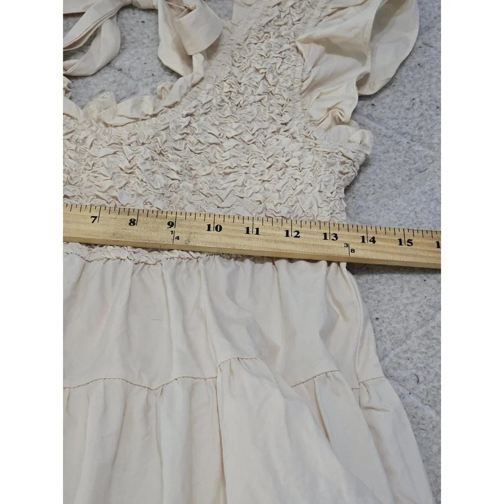 En‎ Saison Matisse Flutter Sleeve Smocked Tiered Mini Dress Cream L
